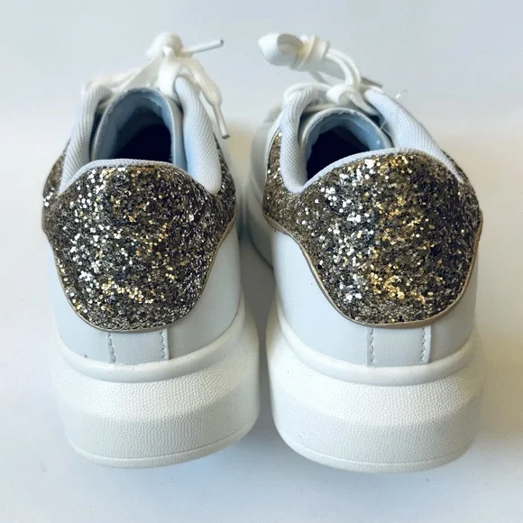 Berness‎ Classic White Sneakers with Glitter Sparkling Twist, Size 9, NWOB - Picture 4 of 10